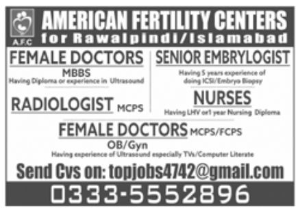 American Fertility Centers Jobs July 2021