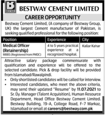 Bestway Cement Limited Jobs July 2021