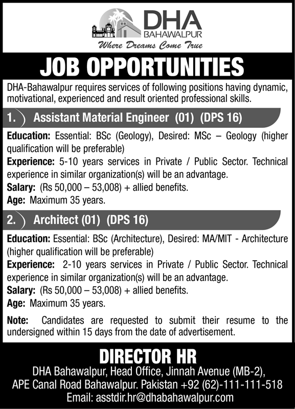 DHA Bahawalpur Jobs July 2021