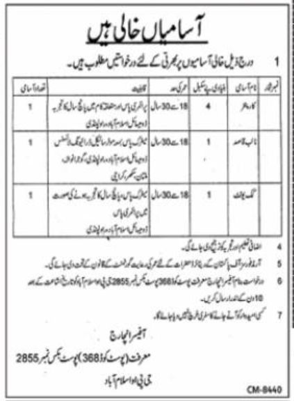 Government Sector Islamabad Jobs July 2021