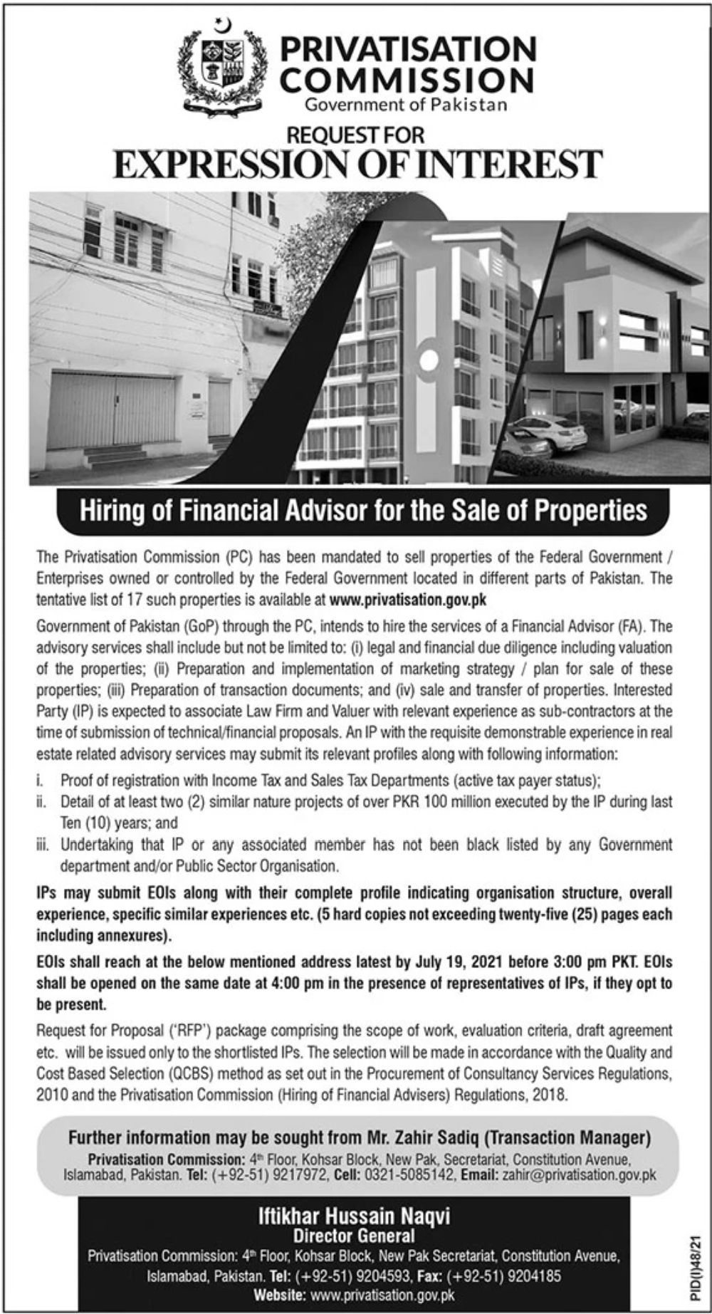 Government of Pakistan - Privatisation Commission Jobs June 2021