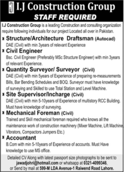 I.J Construction Group Jobs July 2021
