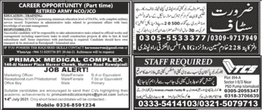 Jang PaperPk Newspaper Jobs 11 July 2021
