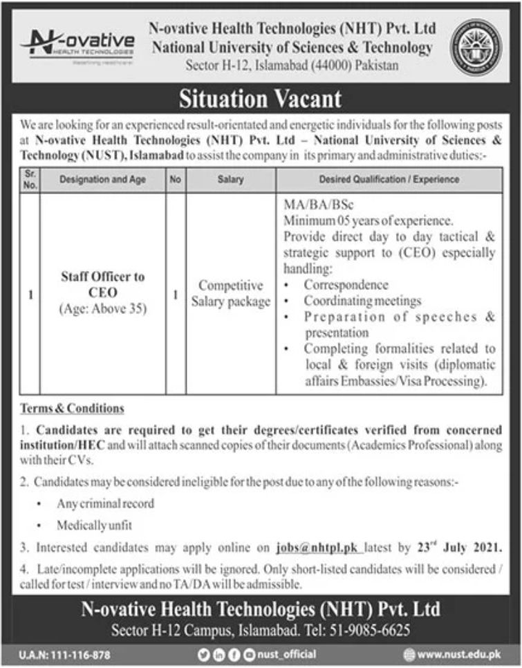 N-ovative Health Technologies NHT Pvt Ltd Jobs July 2021