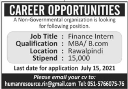 Non-Governmental Organization Jobs July 2021