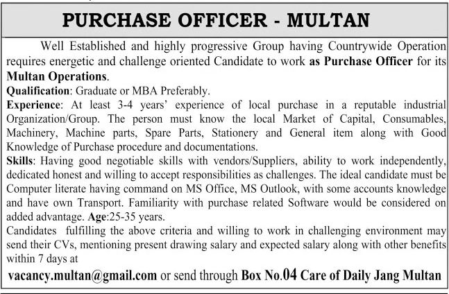 Progressive Group Multan Jobs July 2021