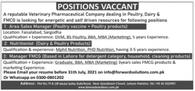 Reputable Veterinary Pharmaceutical Company Jobs July 2021