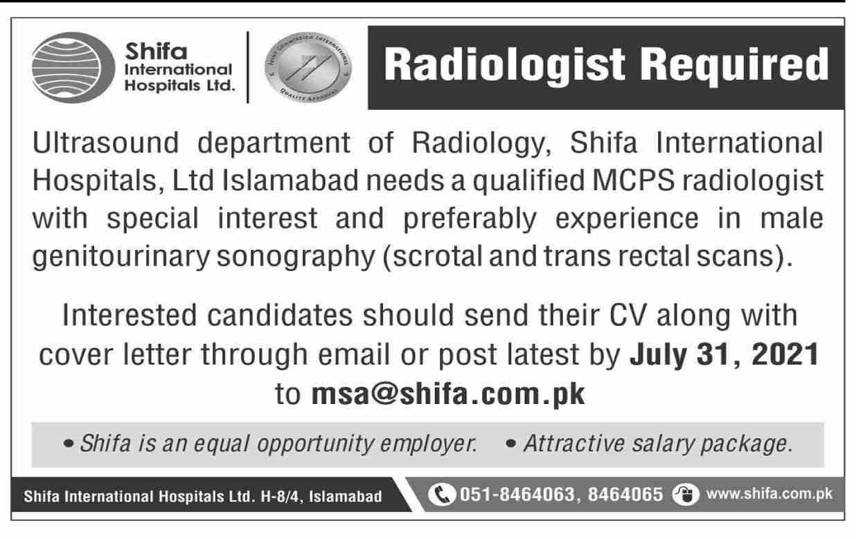 Shifa International Hospital Ltd Jobs July 2021
