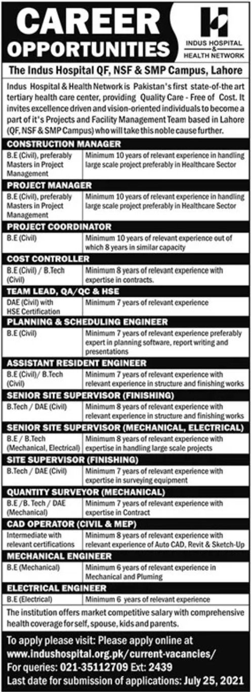The Indus Hospital Jobs July 2021