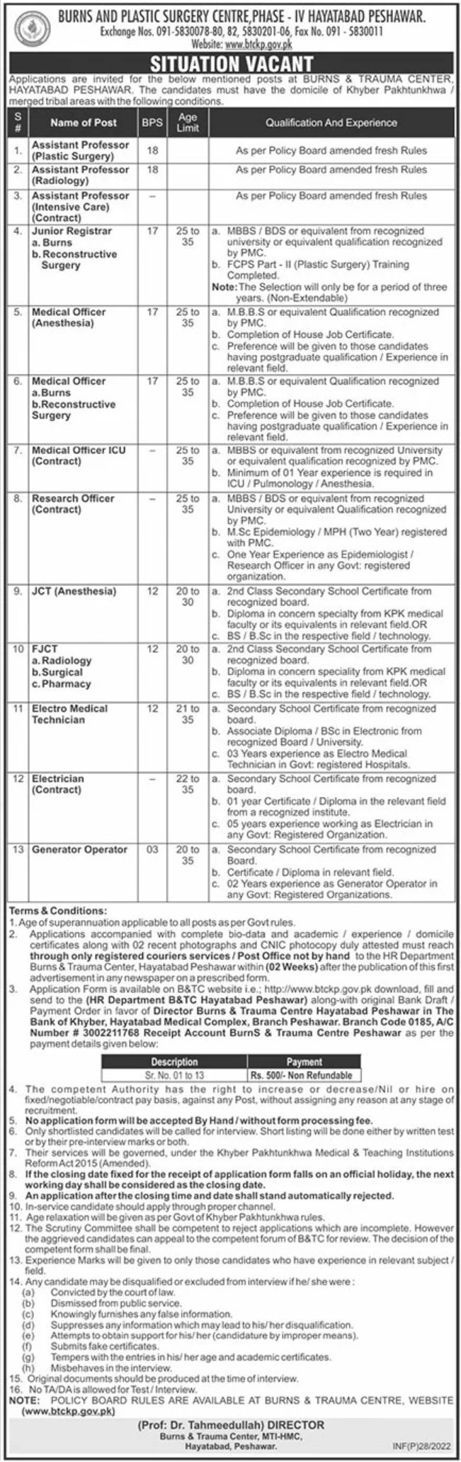 Burns and Plastic Surgery Centre Jobs January 2022