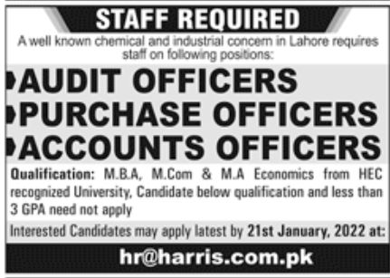 Chemical & Industrial Concern Jobs January 2022