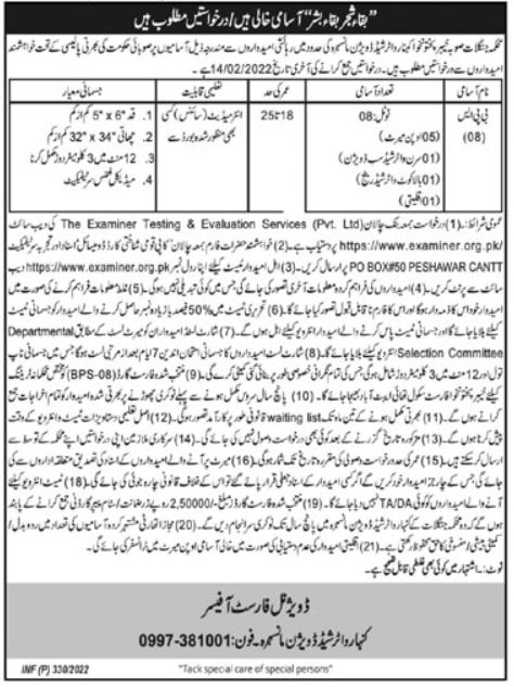 Forest Sector Mansehra Jobs January 2022