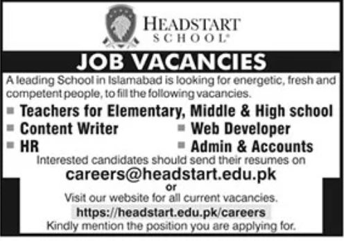Headstart School Jobs January 2022