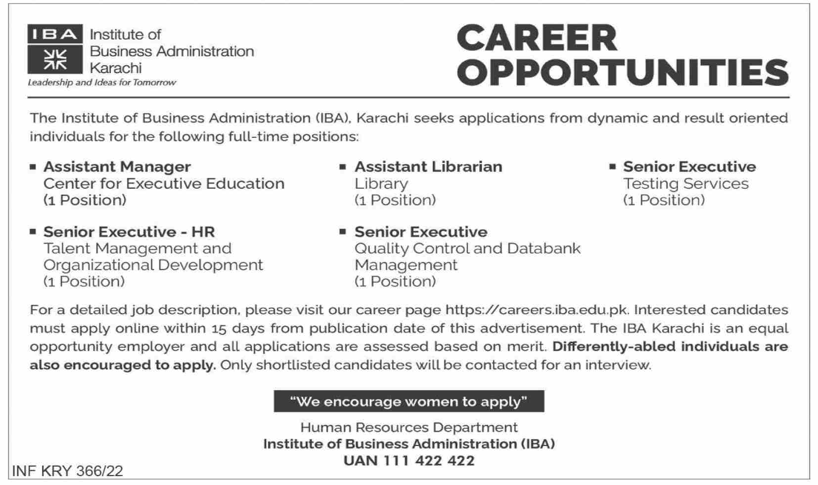 IBA Karachi Jobs January 2022