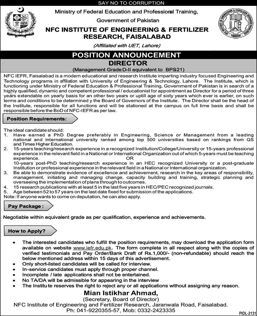 Ministry of Federal Education and Professional Training Jobs January 2022