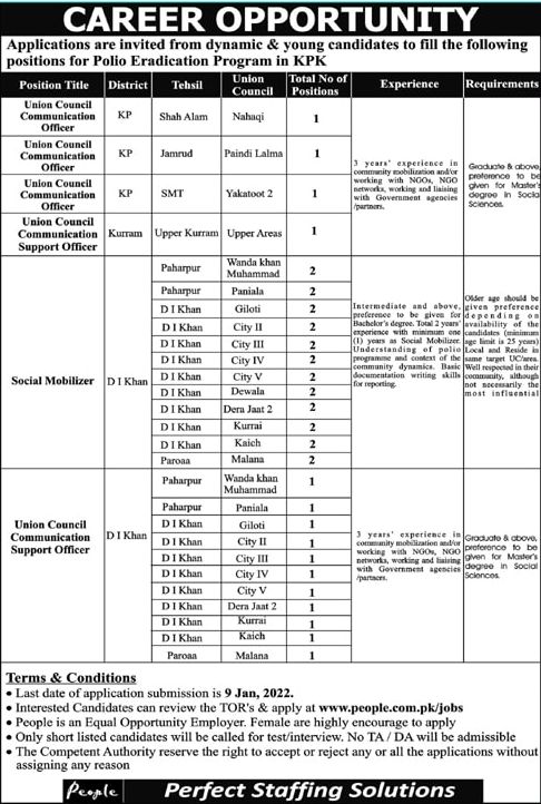 Polio Eradication Program KPK Jobs January 2022
