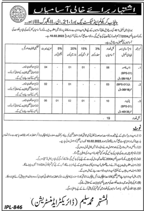 Punjab Text Book Board Jobs January 2022