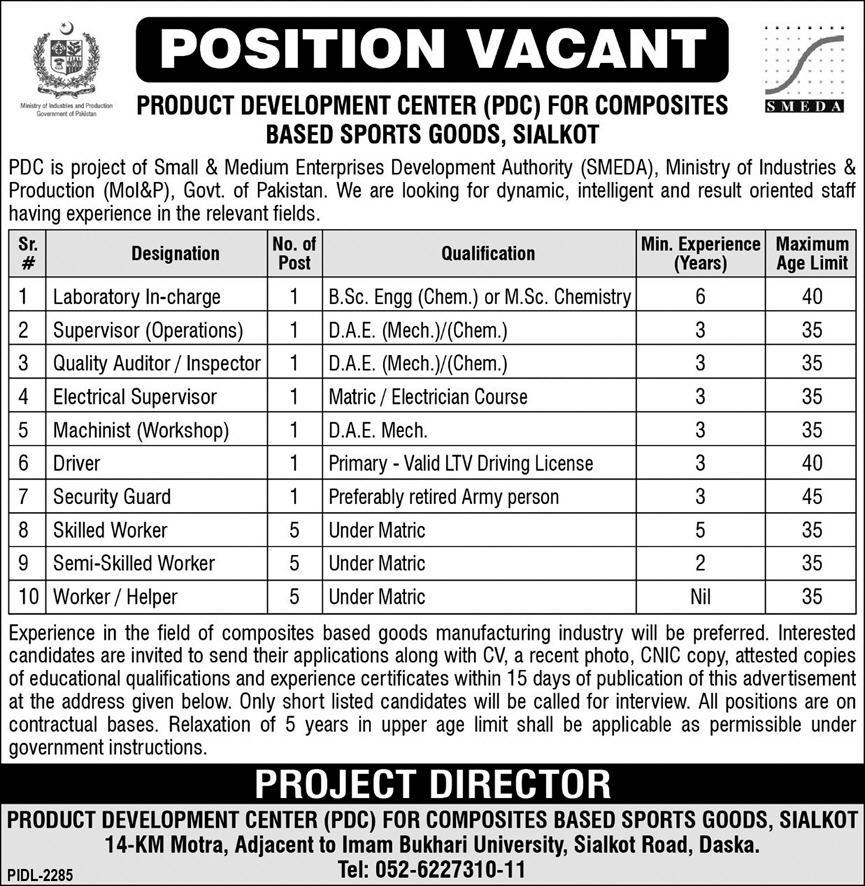 Small & Medium Enterprises Development Authority SMEDA Jobs January 2022