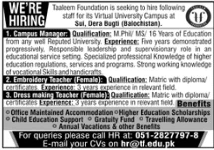 Taaleem Foundation Jobs January 2022
