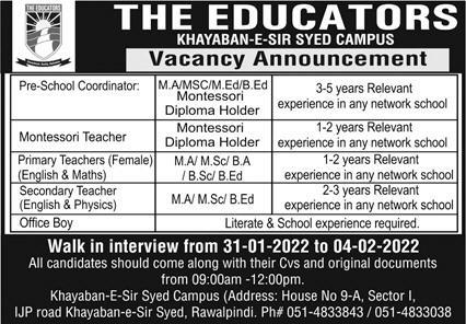 The Educators Jobs January 2022