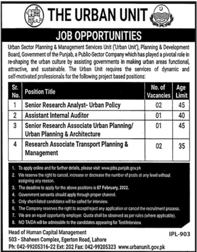The Urban Unit Jobs January 2022