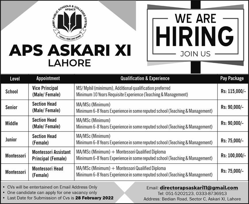APS Askari Lahore Jobs February 2022