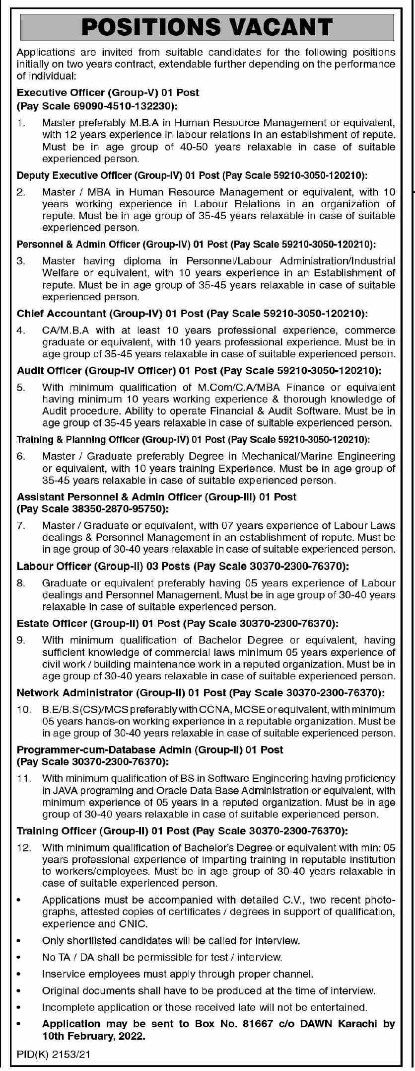 Dawn Karachi Jobs January 2022