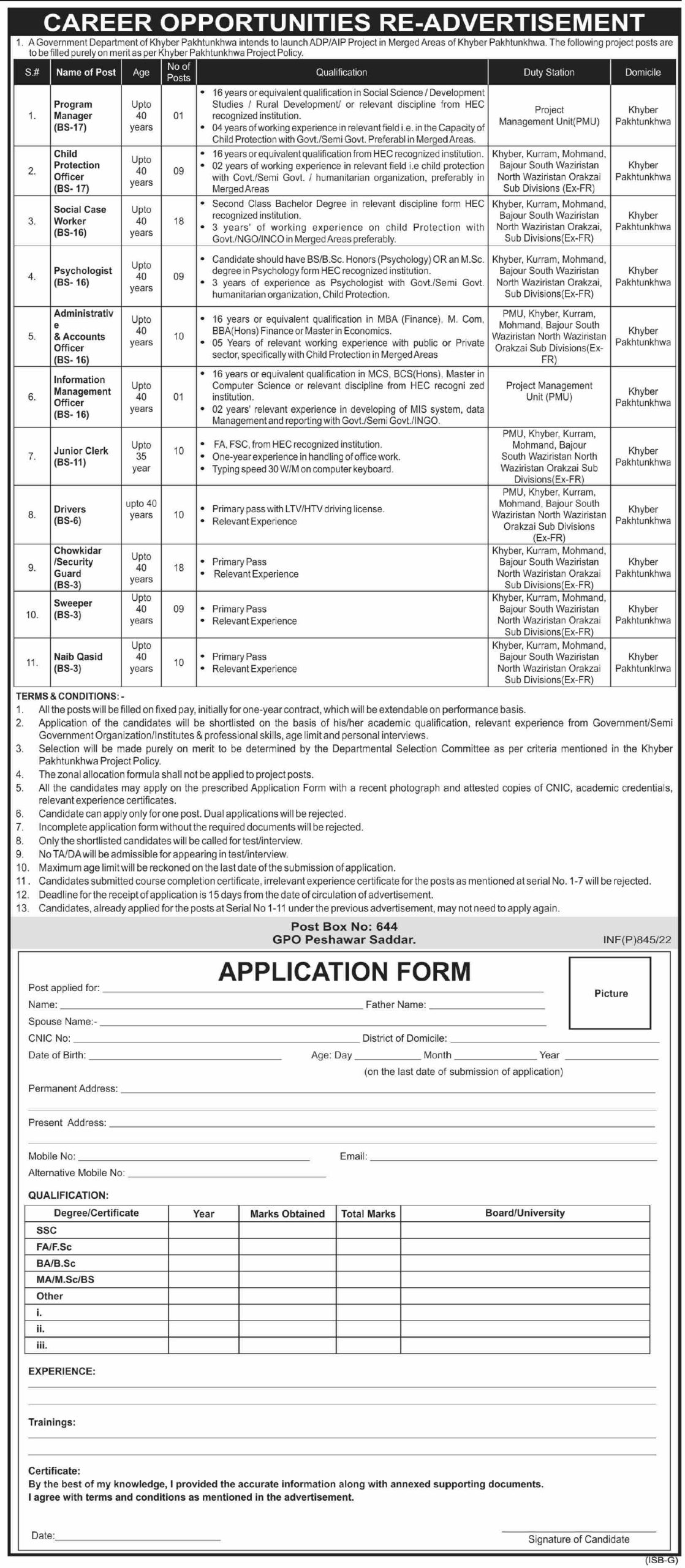 GPO Peshawar Saddar Jobs February 2022
