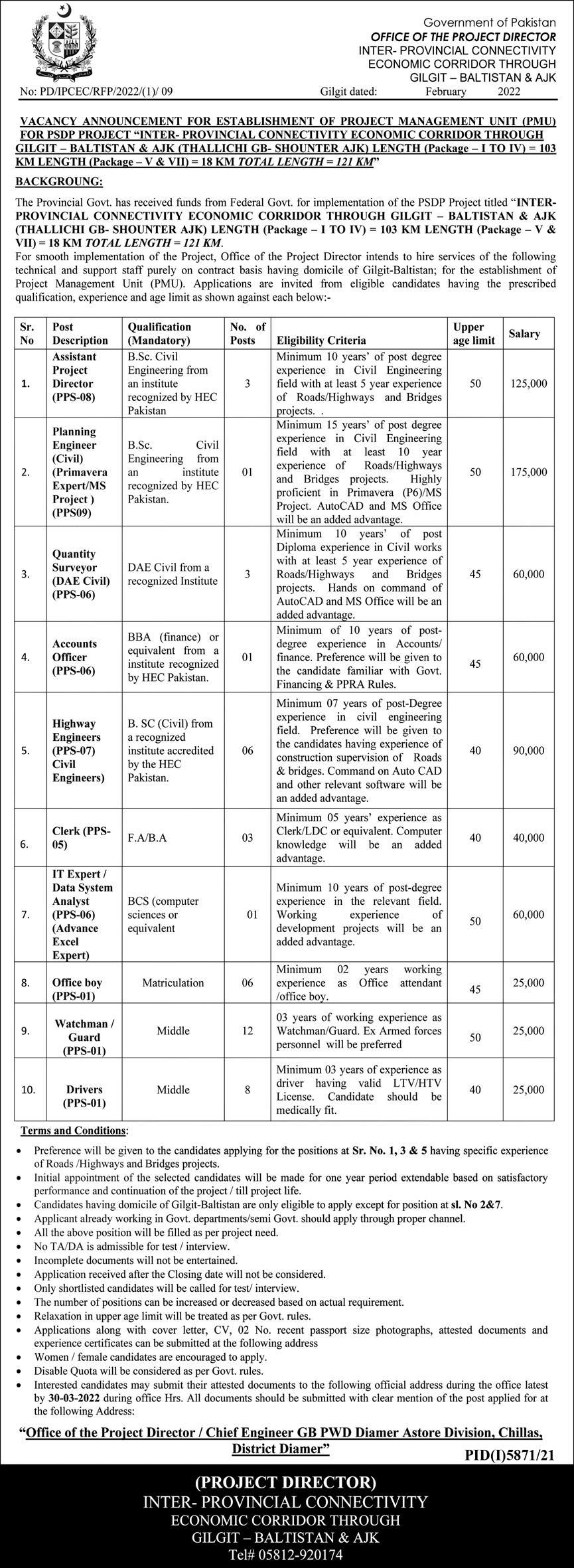 Inter Provincial Connectivity Economic Corridor Jobs February 2022