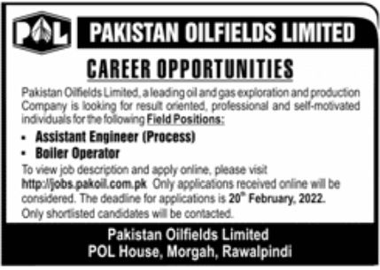 Pakistan Oilfields Limited POL Jobs February 2022