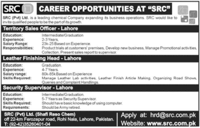SRC Pvt Ltd Jobs February 2022