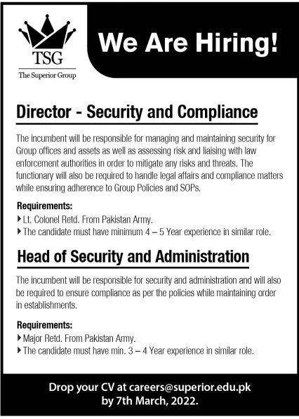 The Superior Group TSG Jobs February 2022