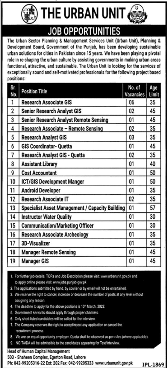 The Urban Unit Jobs February 2022