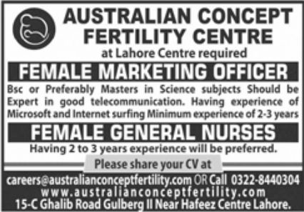 Australian Concept Fertility Centre Jobs March 2022