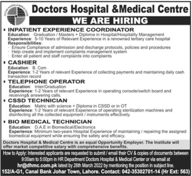 Doctors Hospital & Medical Centre Jobs March 2022