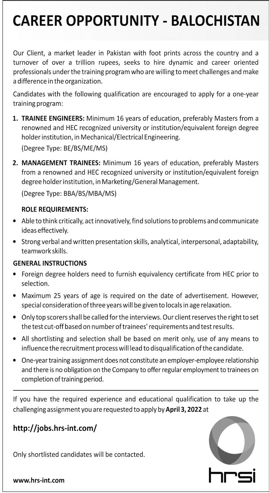 HRSI Group Jobs March 2022