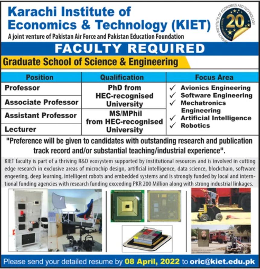 Karachi Institute of Economics & Technology KIET Jobs March 2022