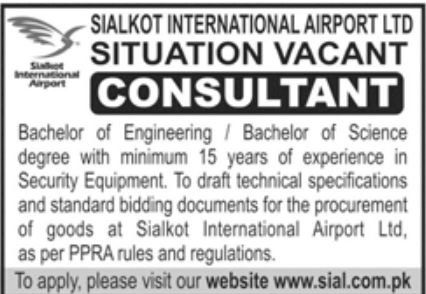 Sialkot International Airport Ltd Jobs March 2022