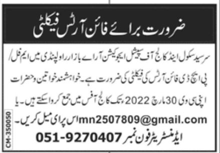 Sir Syed & College of Special Education Jobs March 2022