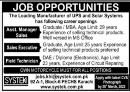 Systek Jobs March 2022