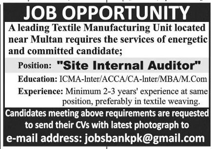 Textile Manufacturing Unit Jobs March 2022