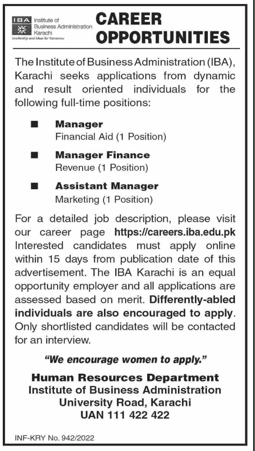 The Institute of Business Administration IBA Karachi Jobs February 2022