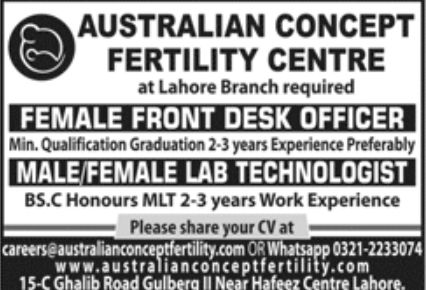 Australian Concept Fertility Centre Jobs April 2022