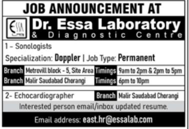Dr Essa Laboratory Jobs April 2022