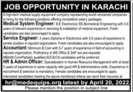 High Tech Medical Supply Equipment Company Jobs April 2022
