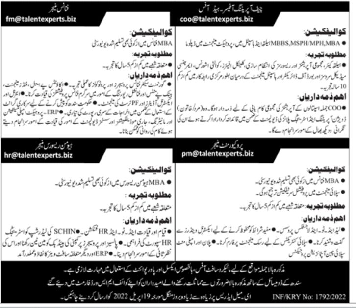 Private Sector Karachi Jobs April 2022
