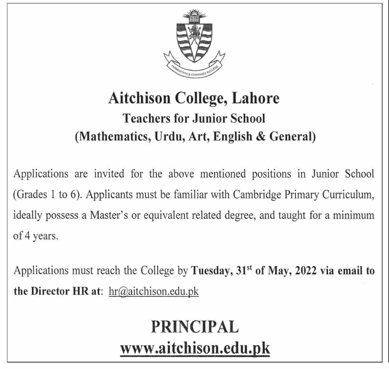 Aitchison College lahore May 2022