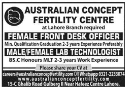 Australian Concept Fertility Centre Jobs May 2022