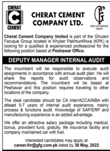 Cherat Cement Company Limited Jobs May 2022