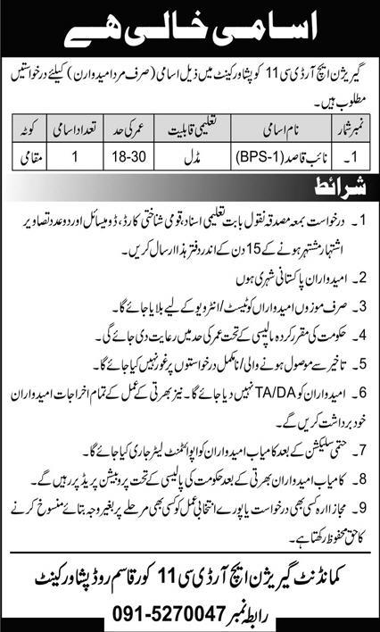 Garrison HRDC Peshawar Jobs May 2022